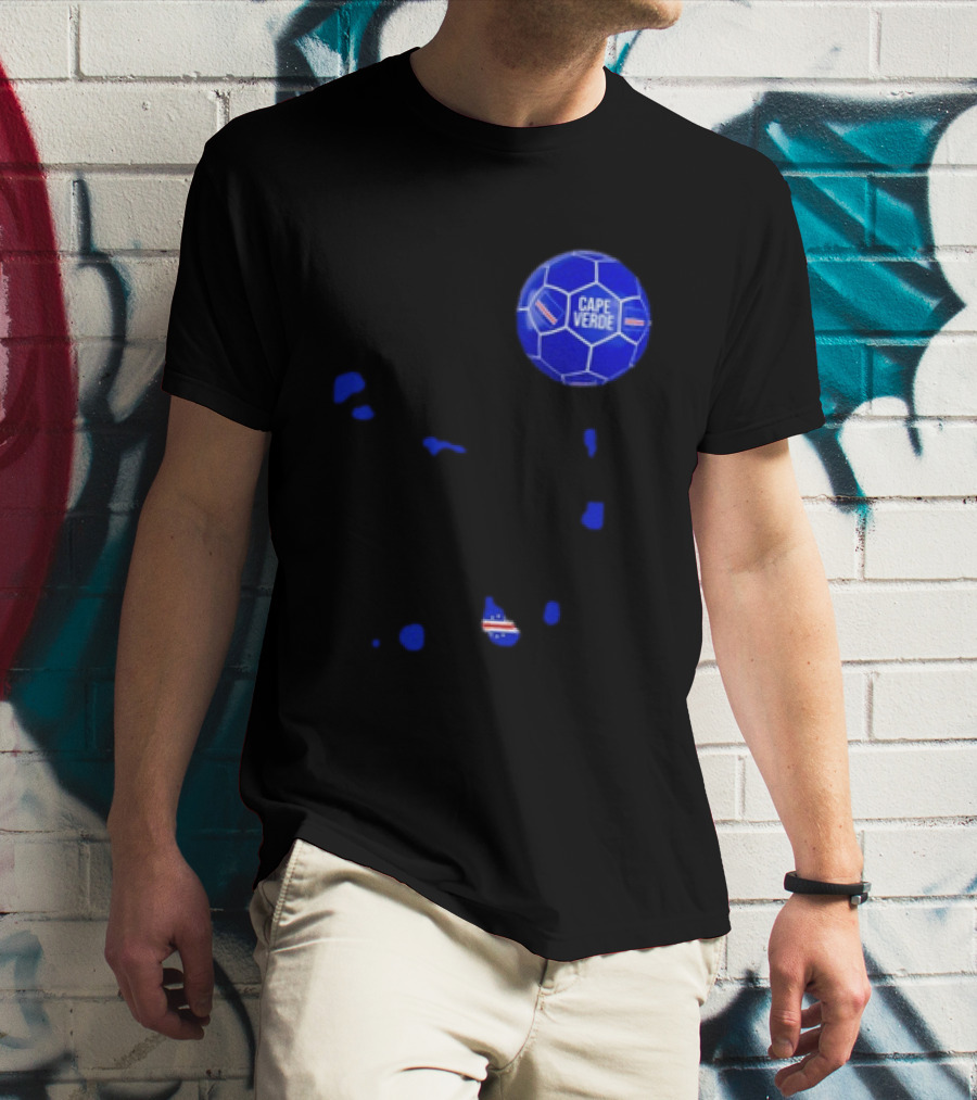 Cape Verde Soccer Pride Blue Football Map T-Shirt