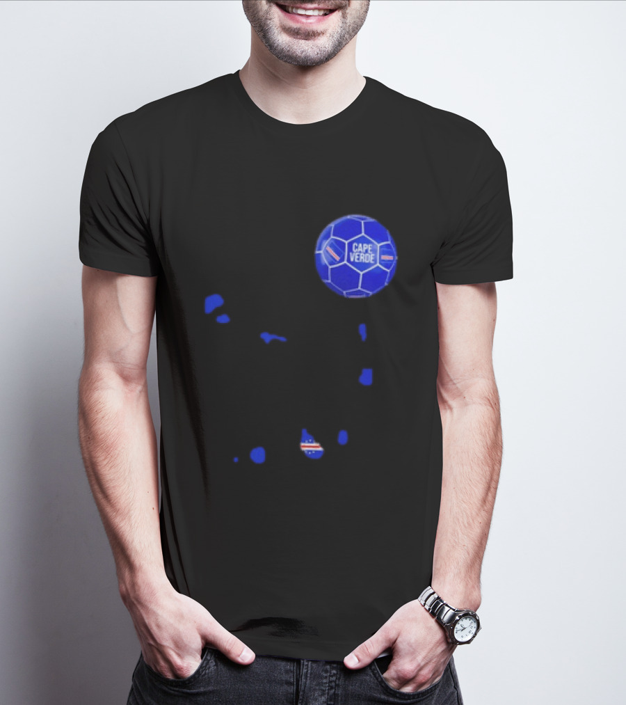 Cape Verde Soccer Pride Blue Football Map T-Shirt