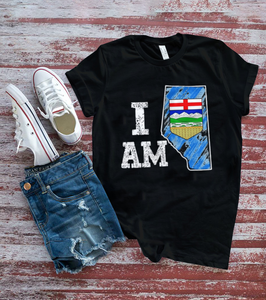 I Am Alberta Canada Province Emblem And Flag Pride T-Shirt