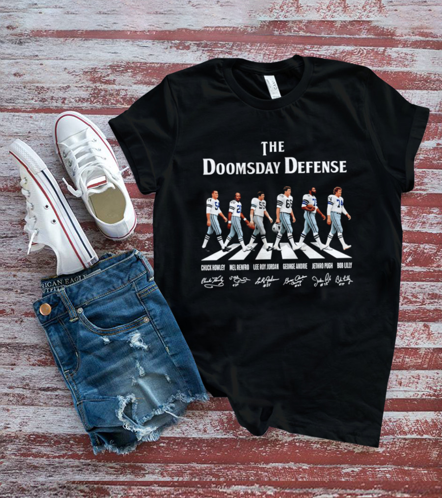 Dallas Cowboys The Doomsday Defense Abbey Road Signatures Randy White Mel Renfro Lee Roy Jordan George Andrie John Dutton Bob Lilly T-Shirt