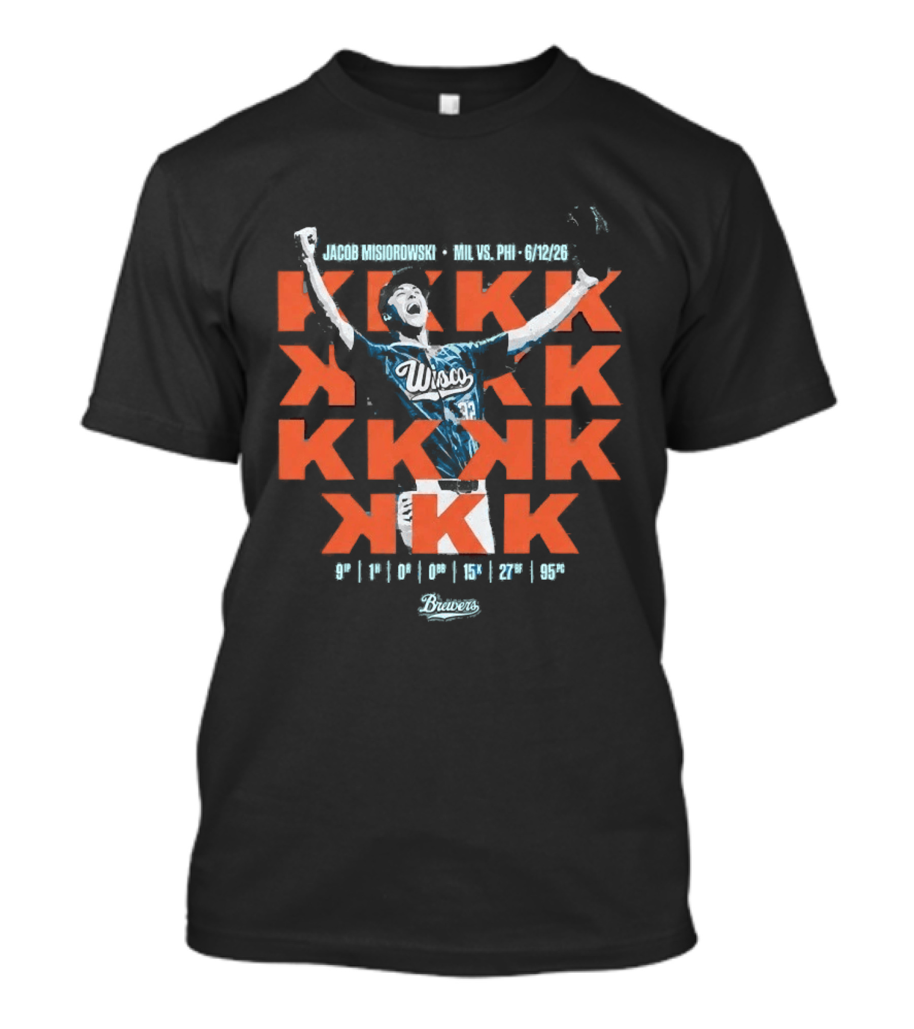 Jacob Misiorowski 2026 Milwaukee Brewers Vs Philadelphia Phillies KKK Strikeout Milwaukee T-Shirt