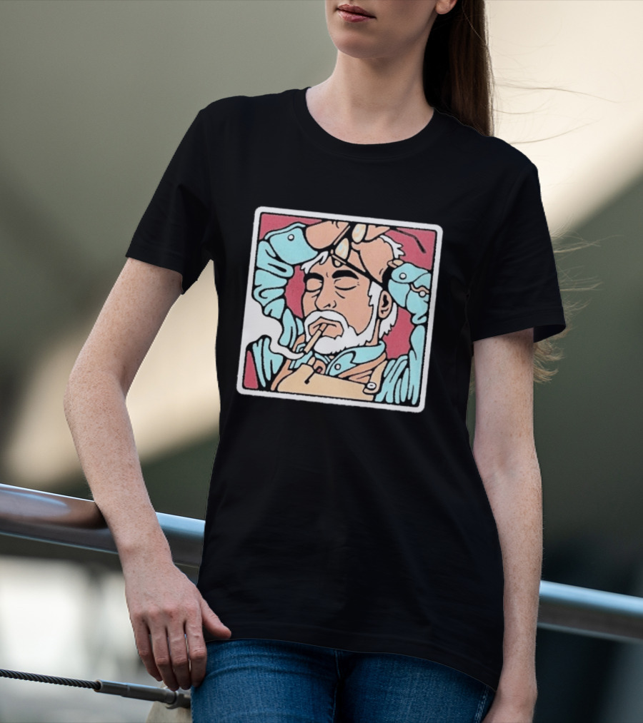 Drew Wise Tired Relaxed Bearded Figure With Pipe And Eyeglasses Japanese Ukiyo E T-Shirt