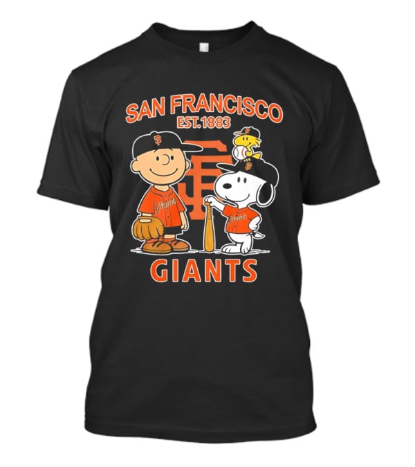 San Francisco Giants Peanuts Snoopy Charlie Brown Woodstock Est 1883 T-Shirt