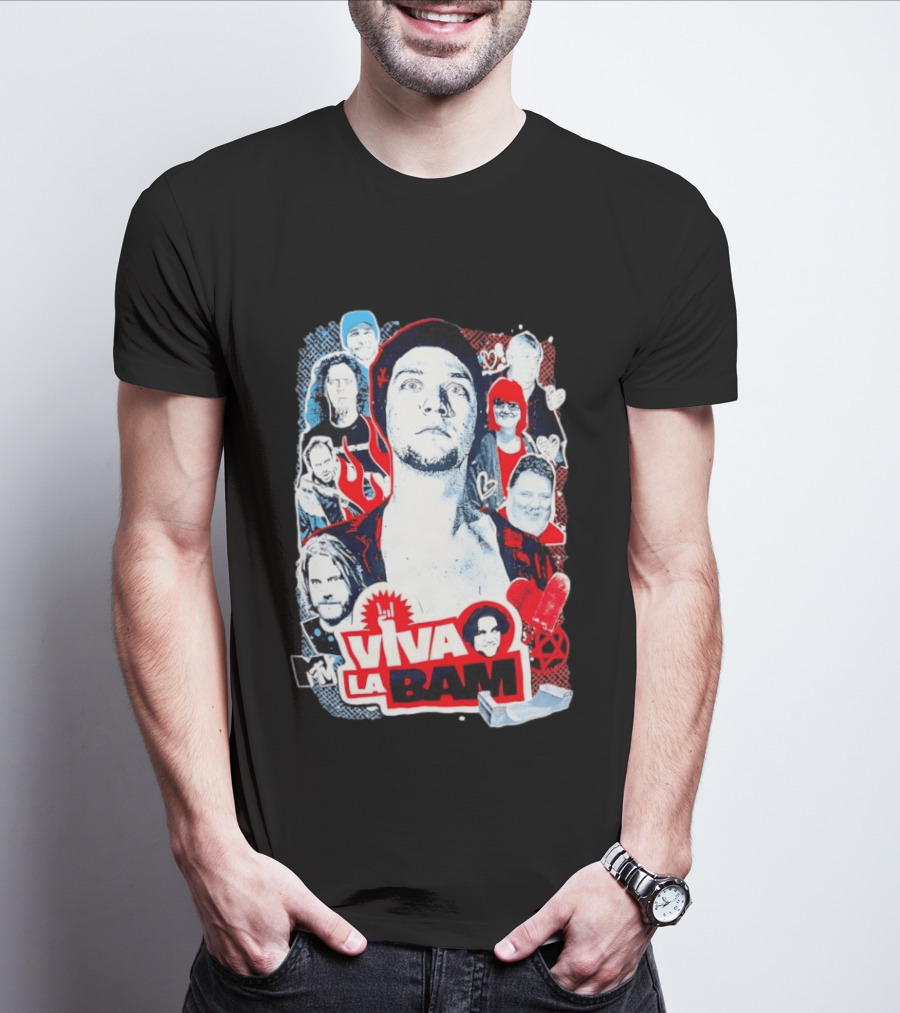 Viva La Bam MTV Jackass Cast Collage Reality TV Series T-Shirt