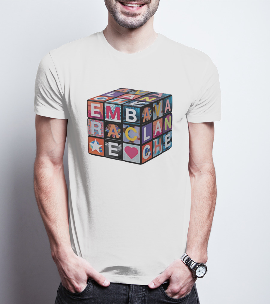 Avalanche Embrace Rubiks Cube Heart Star Colorful Letters T-Shirt