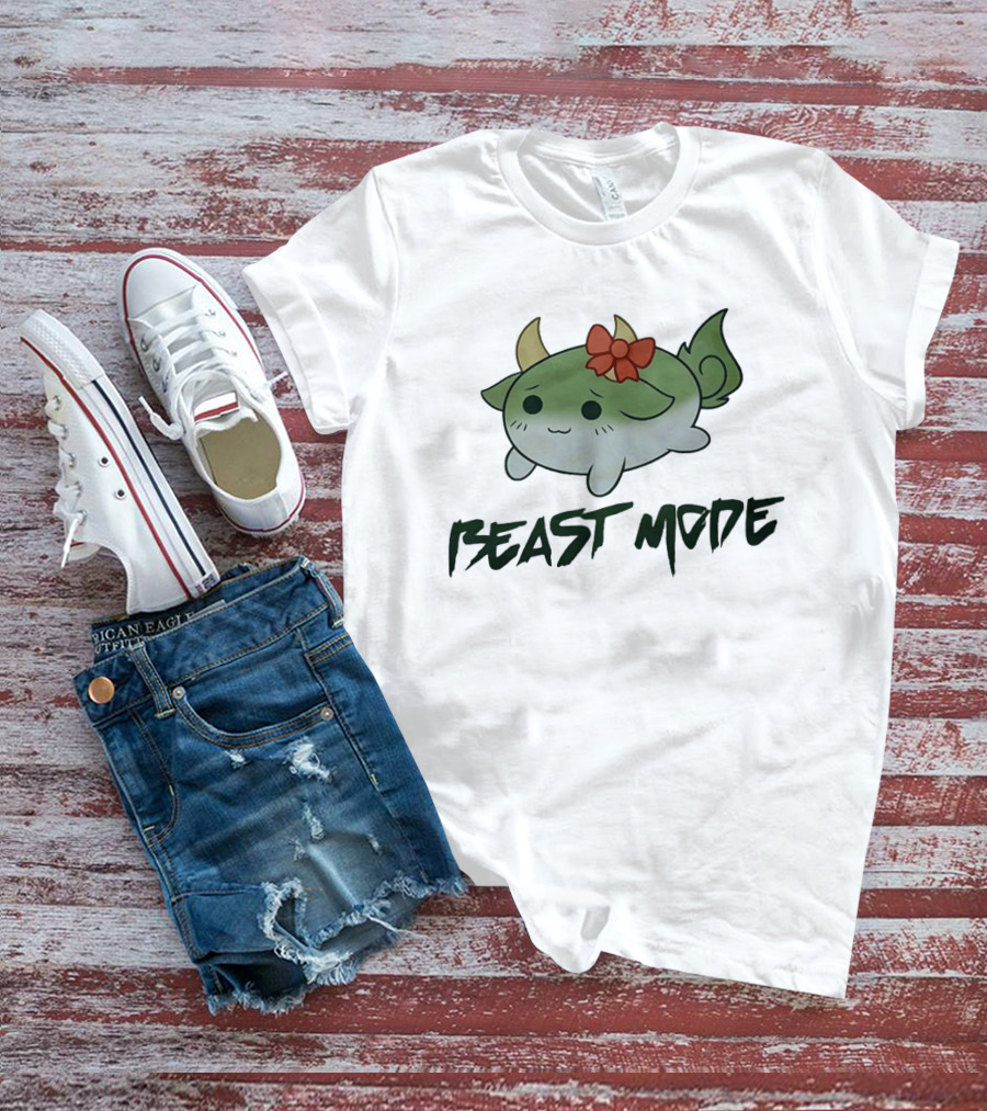 Beast Mode Cute Mythical Creature With Red Bow T-Shirt