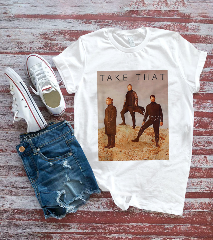 Take That Band Members Standing On Rocky Terrain T-Shirt