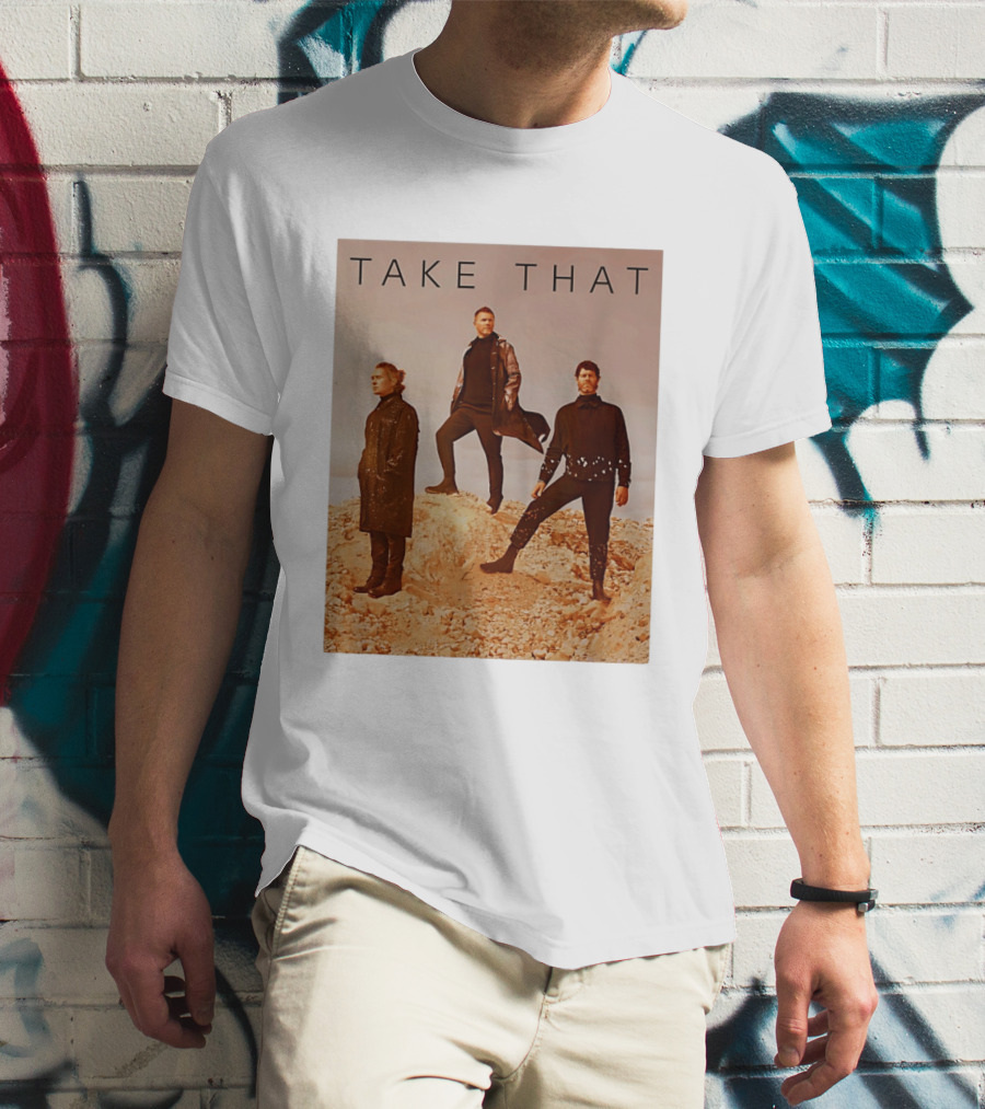 Take That Band Members Standing On Rocky Terrain T-Shirt