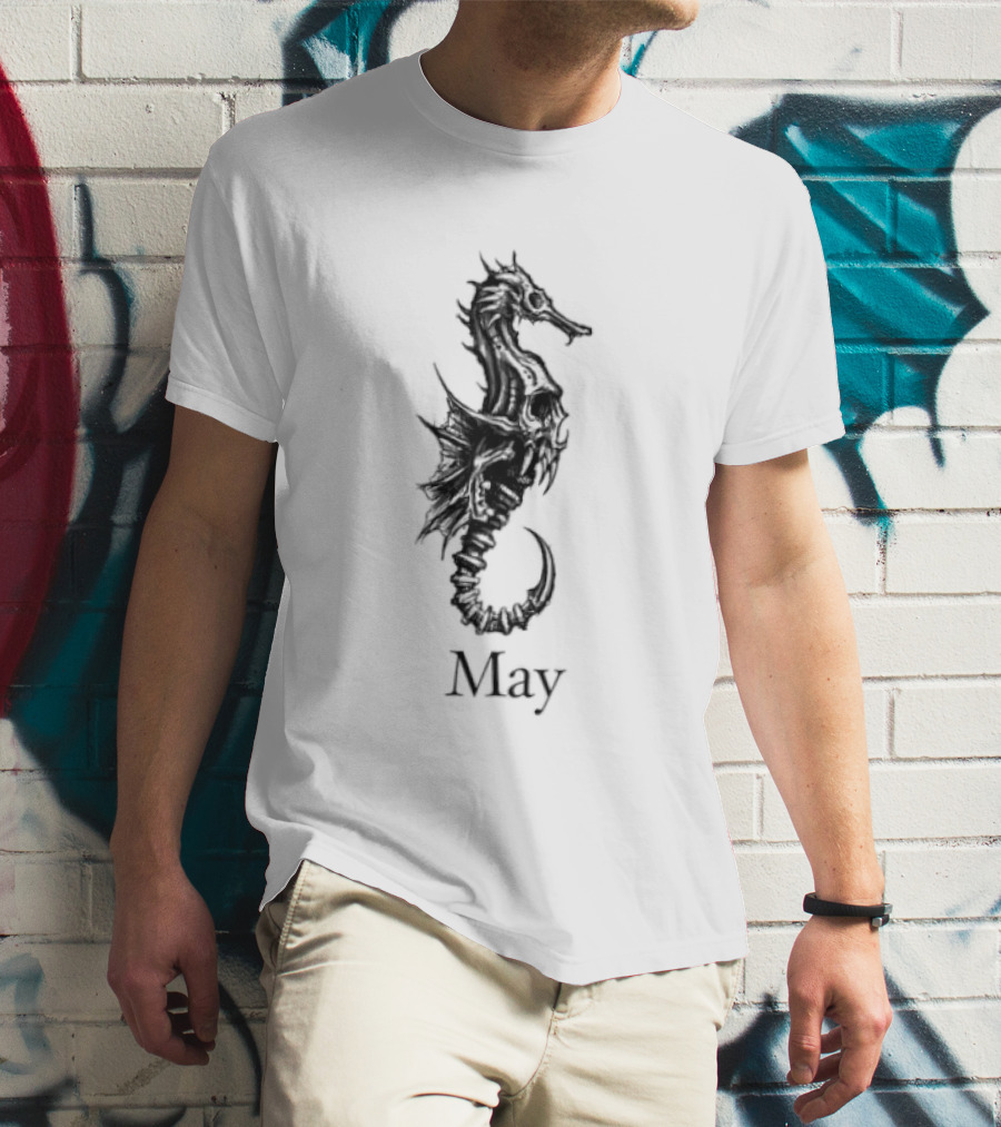 May Skull Seahorse Zodiac Gothic T-Shirt