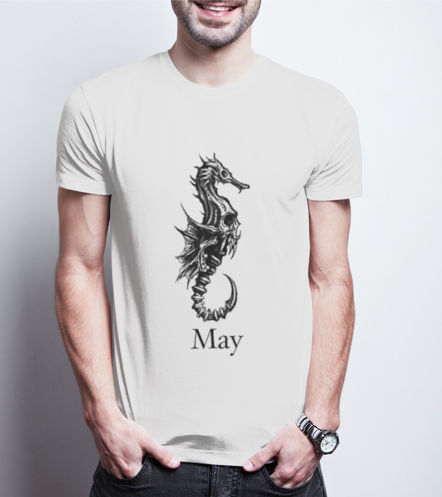May Skull Seahorse Zodiac Gothic T-Shirt