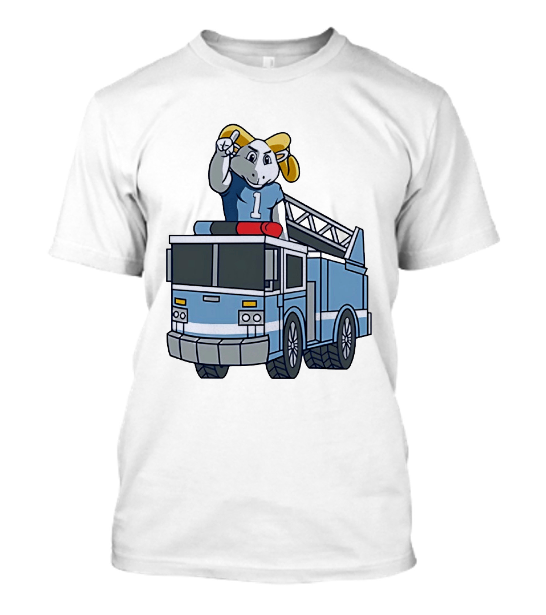 UNC Tar Heels Ram Mascot On Fire Truck Sports Team Merchandise T-Shirt