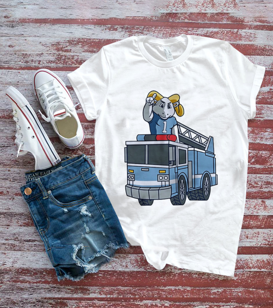 UNC Tar Heels Ram Mascot On Fire Truck Sports Team Merchandise T-Shirt