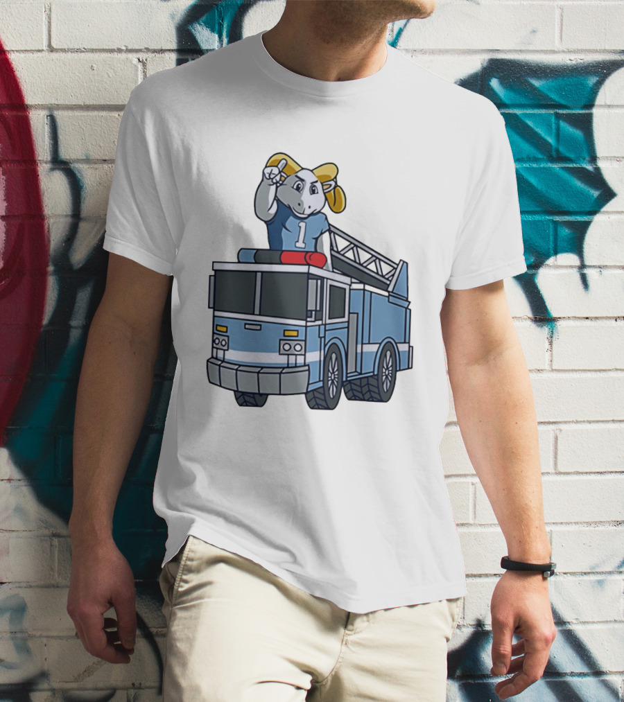 UNC Tar Heels Ram Mascot On Fire Truck Sports Team Merchandise T-Shirt
