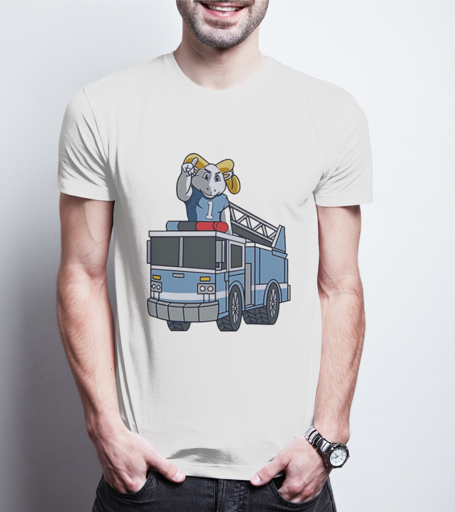 UNC Tar Heels Ram Mascot On Fire Truck Sports Team Merchandise T-Shirt