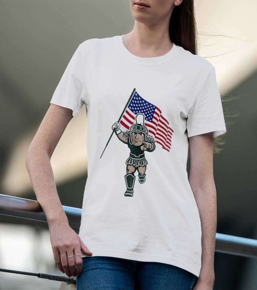 Michigan State Spartans USA Flag T-Shirt