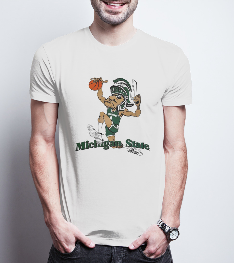 Michigan State Spartans Gruff Sparty Dunking Basketball T-Shirt