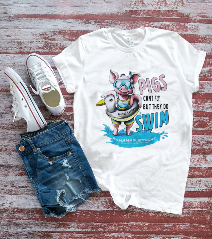 Pigs Fly Nassau Scuba Sand Sea Swim T-Shirt