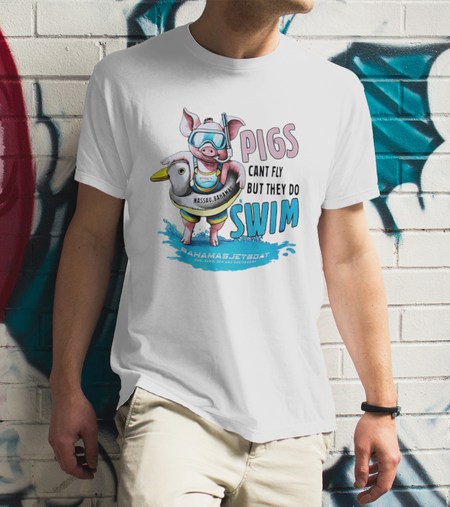 Pigs Fly Nassau Scuba Sand Sea Swim T-Shirt