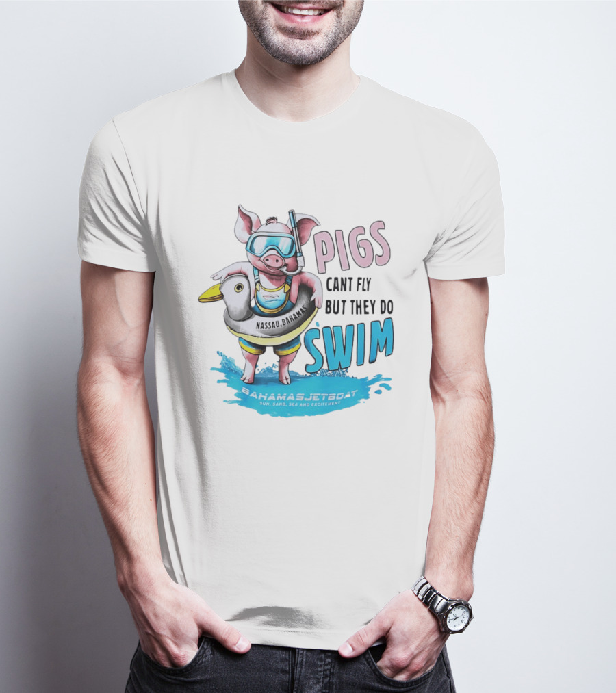 Pigs Fly Nassau Scuba Sand Sea Swim T-Shirt