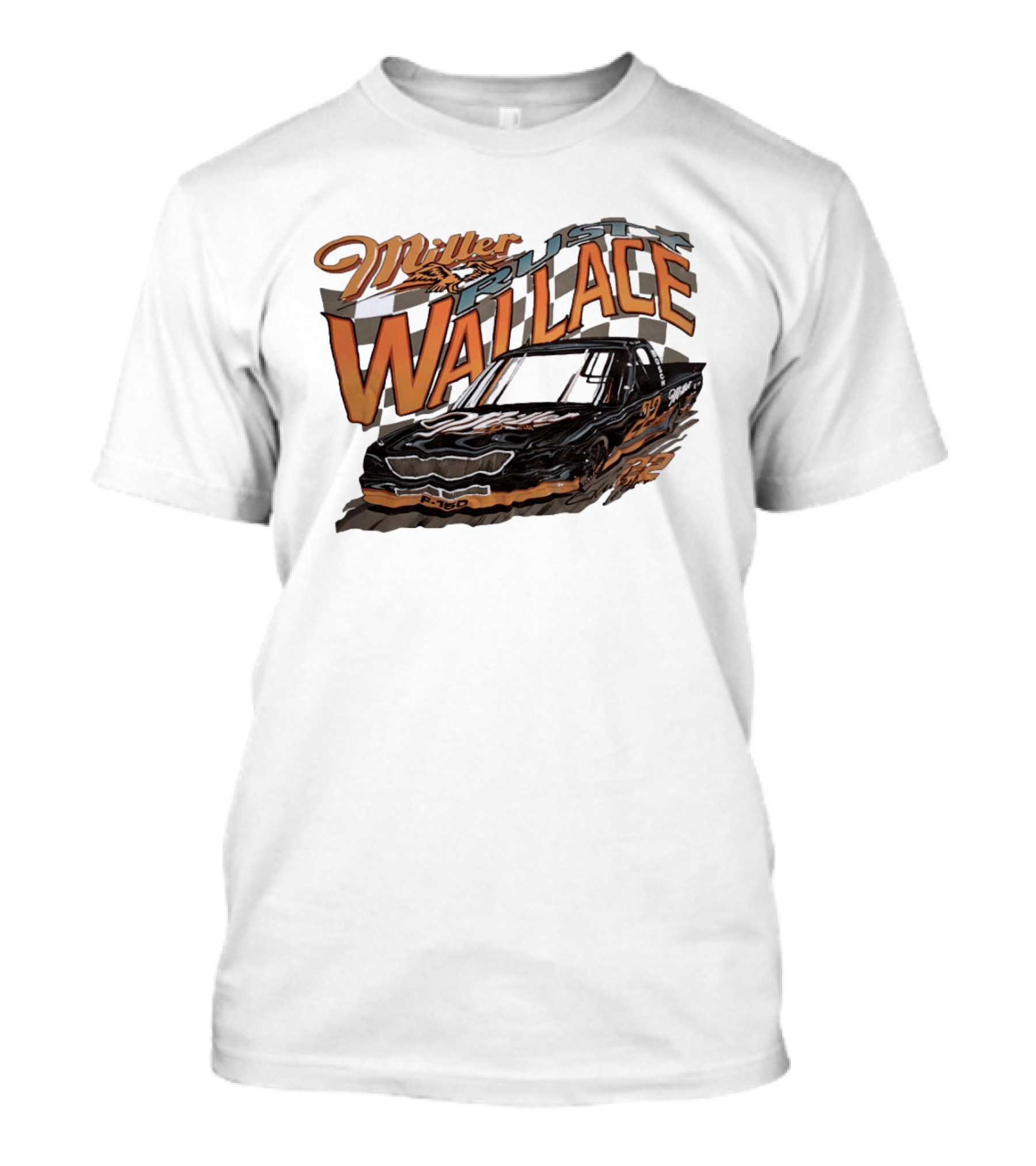 Rusty Wallace Miller F 150 22 NASCAR Racing Race Car Checkered Flag T-Shirt
