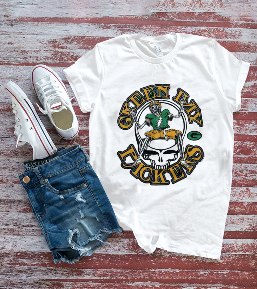 Green Bay Packers Skeleton Grateful Dead Collaboration T-Shirt