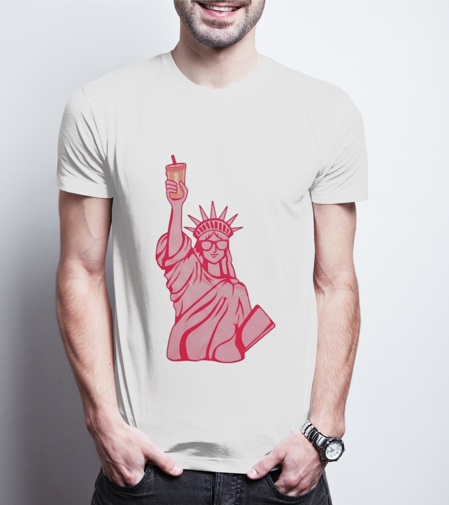 Statue Of Liberty Sunglasses Iced Drink T-Shirt
