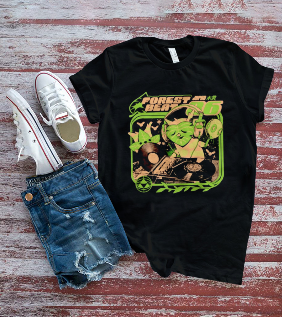 Forest Beat 06 Japan Music Vinyl Leaves Green Mask T-Shirt