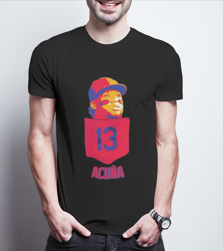 Ronald Acuna Jr 13 Atlanta Braves Baseball Player Pocket T-Shirt