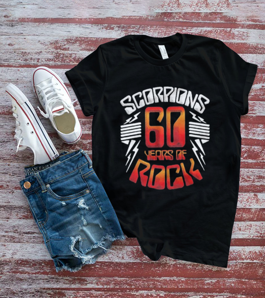 Scorpions 60 Years Of Rock Scorpions Rock Zone Membership Anniversary Celebration Lightning T-Shirt