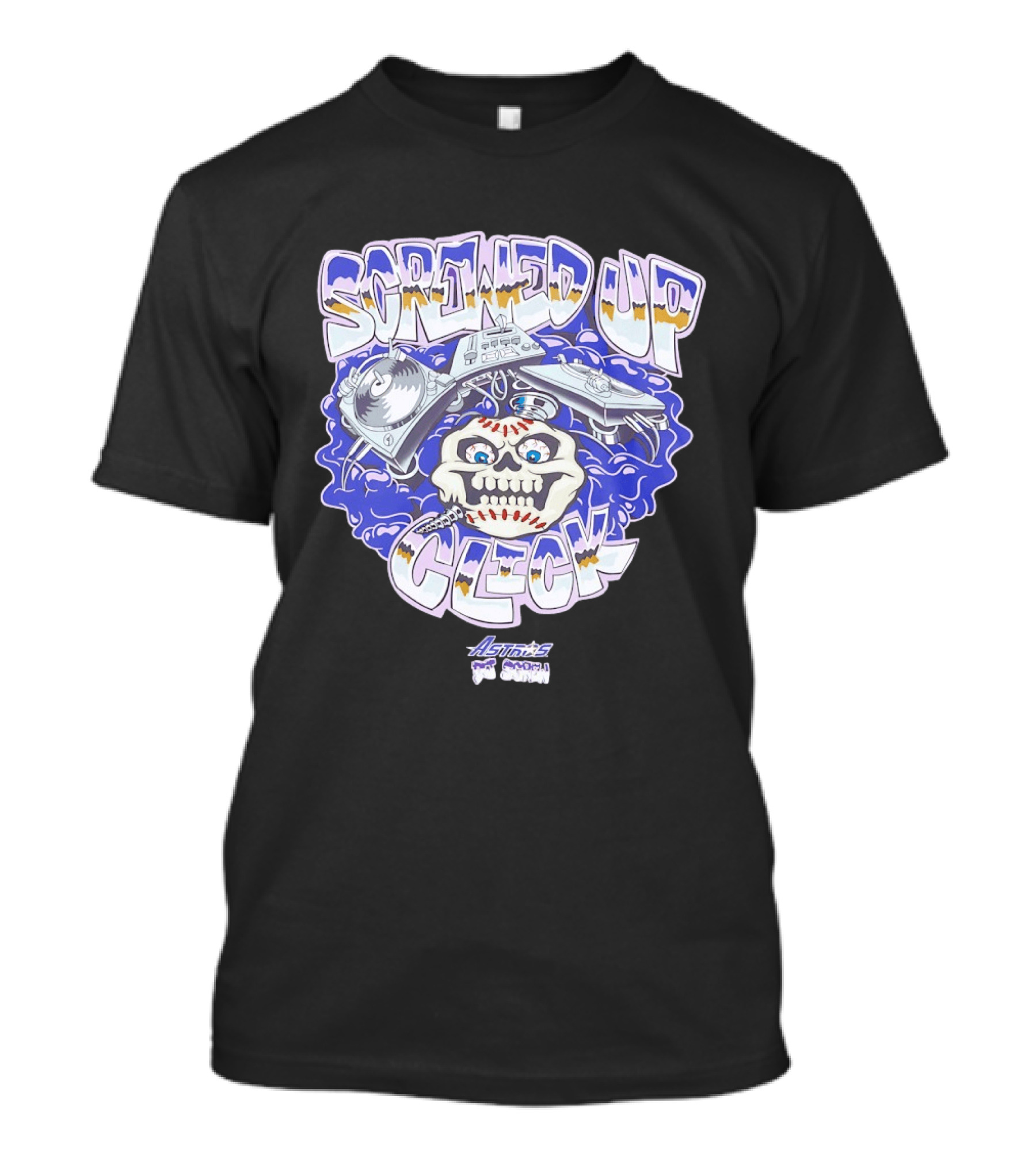 Screwed Up Click Skull DJ Houston Astros Mashup Visual T-Shirt