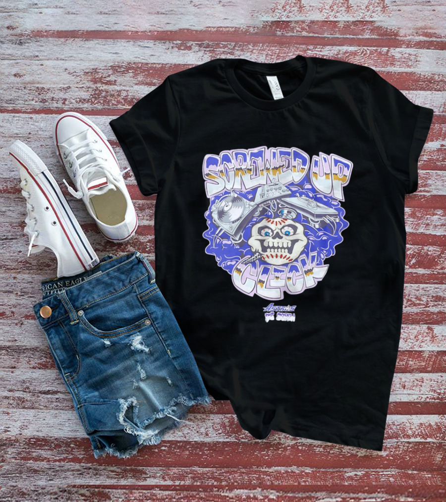 Screwed Up Click Skull DJ Houston Astros Mashup Visual T-Shirt