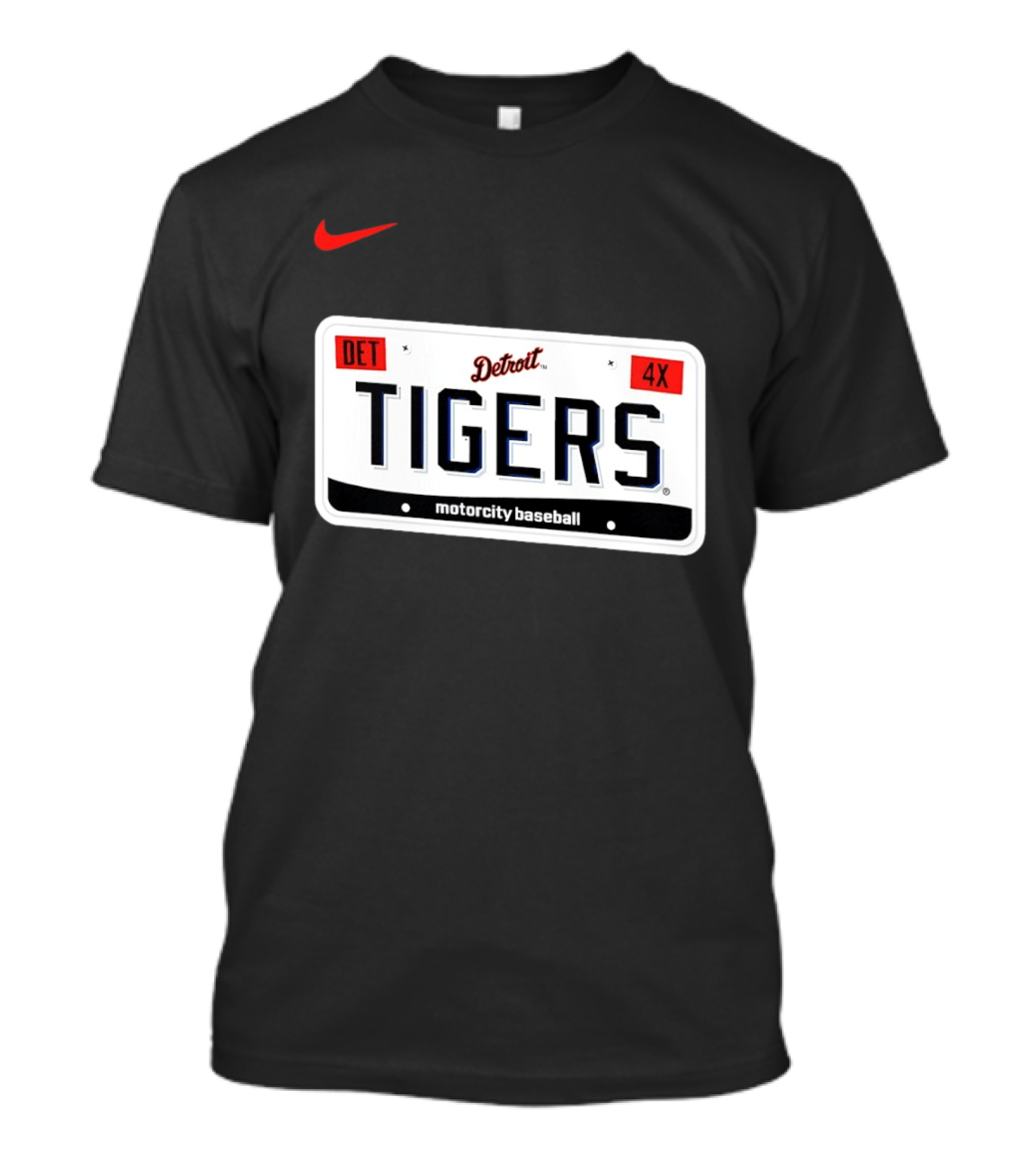 Detroit Tigers License Plate DET 4X Motorcity Baseball Nike T-Shirt