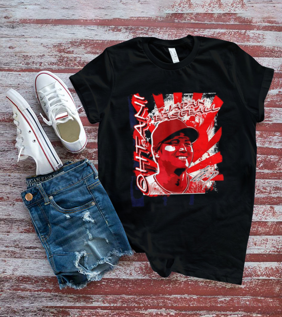 Japan Baseball Shohei Ohtani MLB International Red White Sunburst T-Shirt