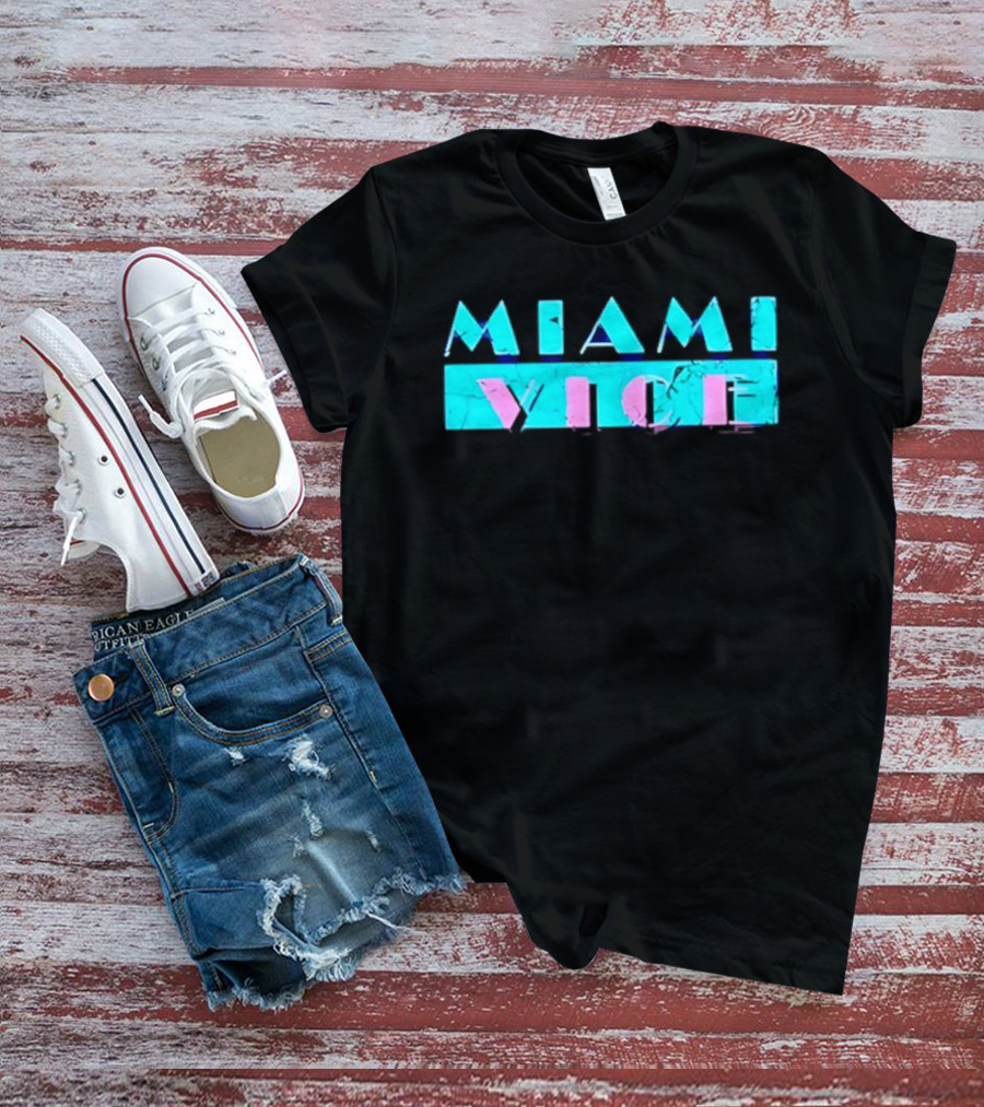 MIAMI VICE Retro Neon Blue Pink Aesthetic T-Shirt
