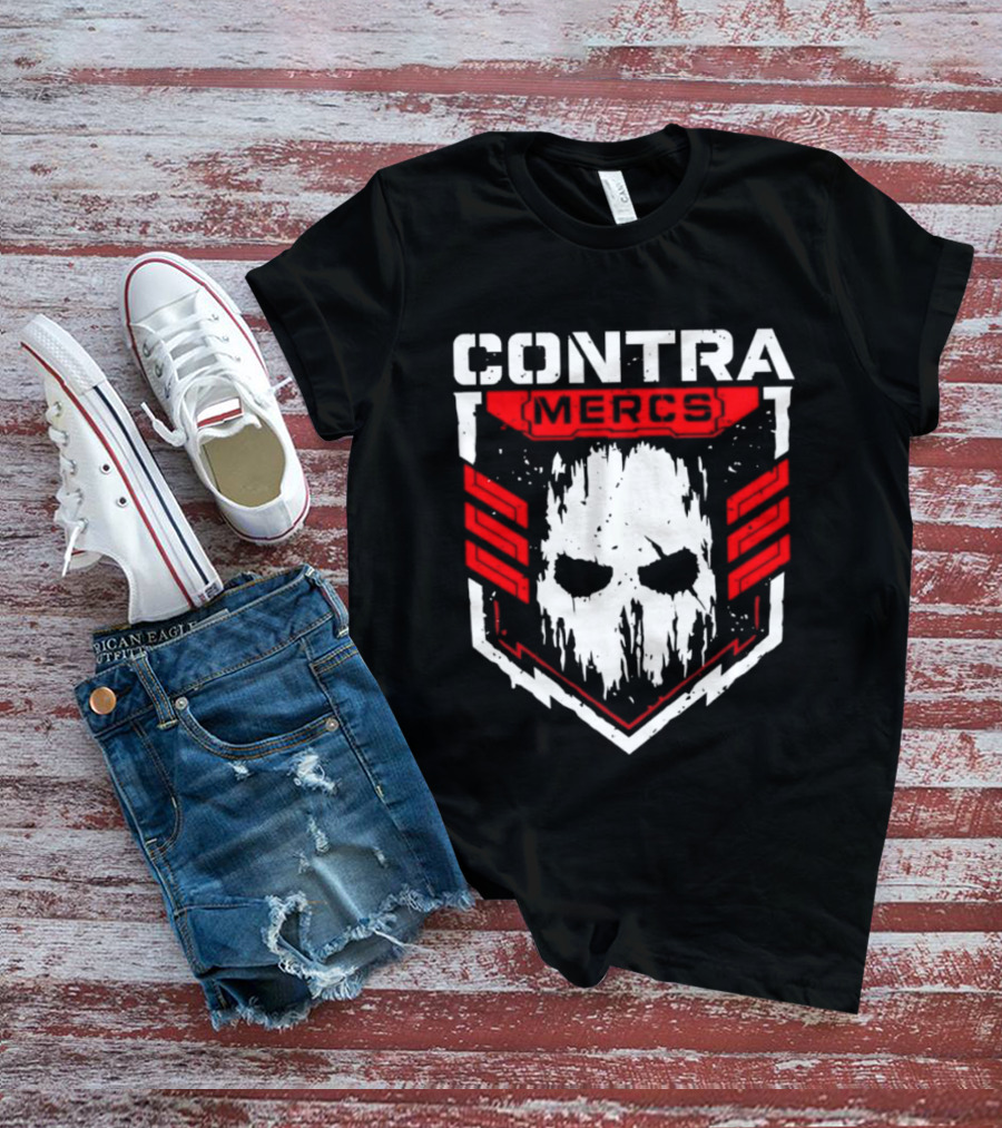MLW Contra Mercs Skull Emblem Red Stripes T-Shirt