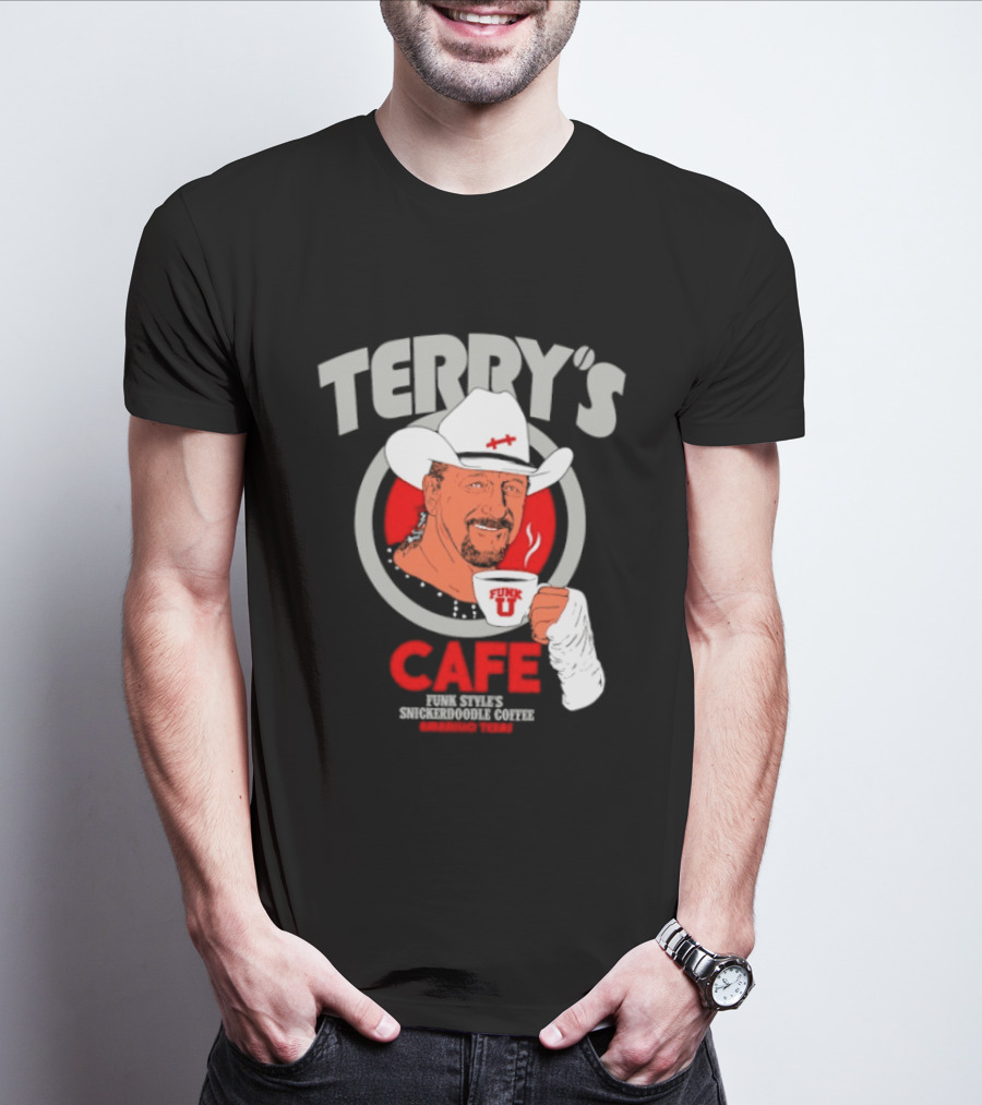 Terry's Cafe Terry Funk Funk U Coffee Cowboy Bandage T-Shirt