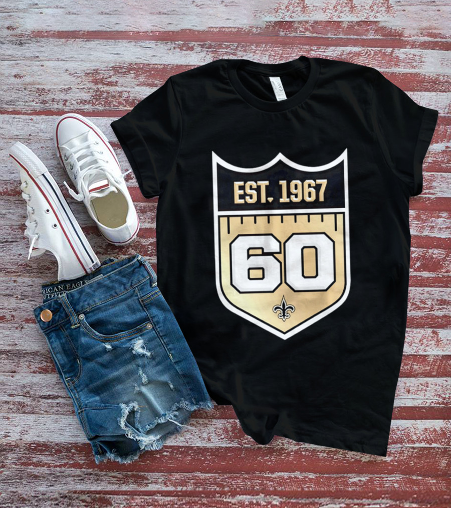 New Orleans Saints 60th Anniversary Est 1967 Fleur De Lis NFL Celebration T-Shirt