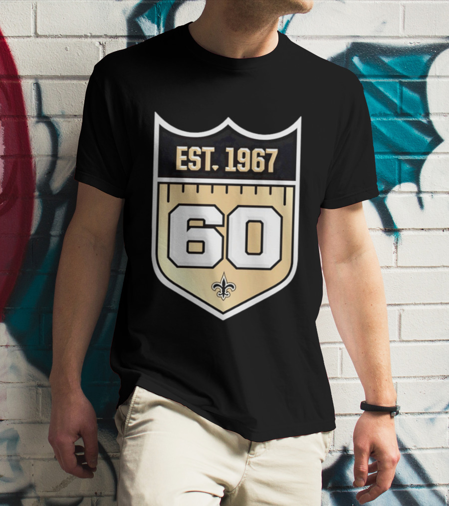 New Orleans Saints 60th Anniversary Est 1967 Fleur De Lis NFL Celebration T-Shirt