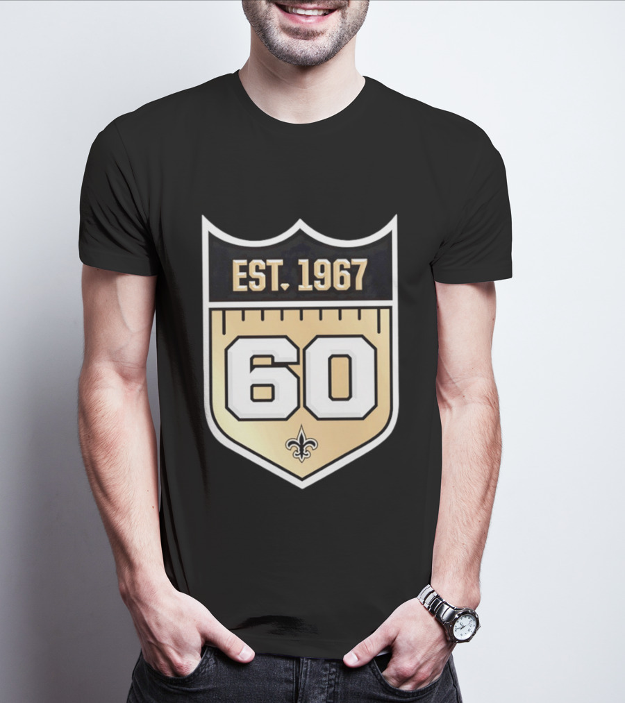 New Orleans Saints 60th Anniversary Est 1967 Fleur De Lis NFL Celebration T-Shirt