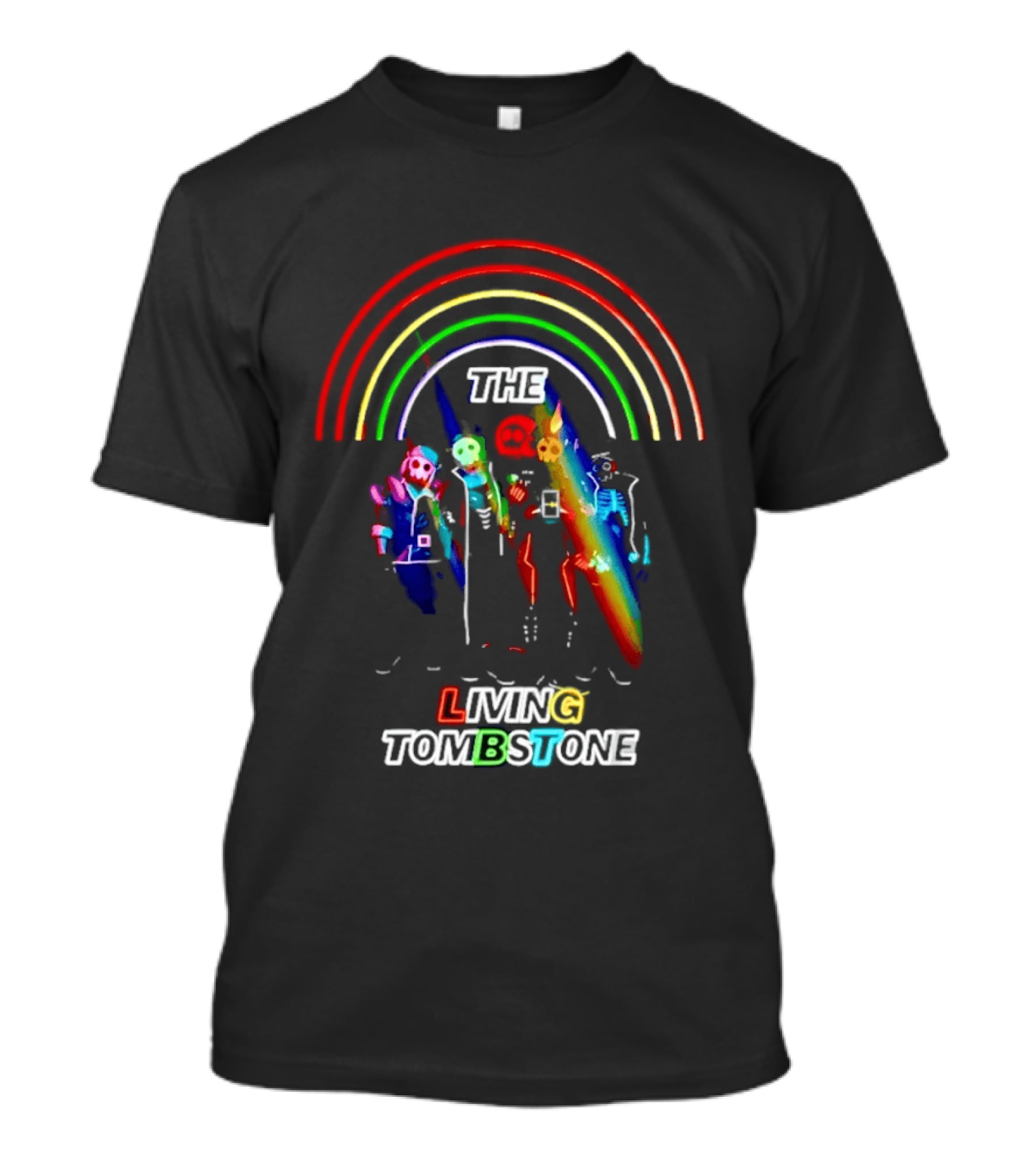 The Living Tombstone Neon Rainbow Characters T-Shirt