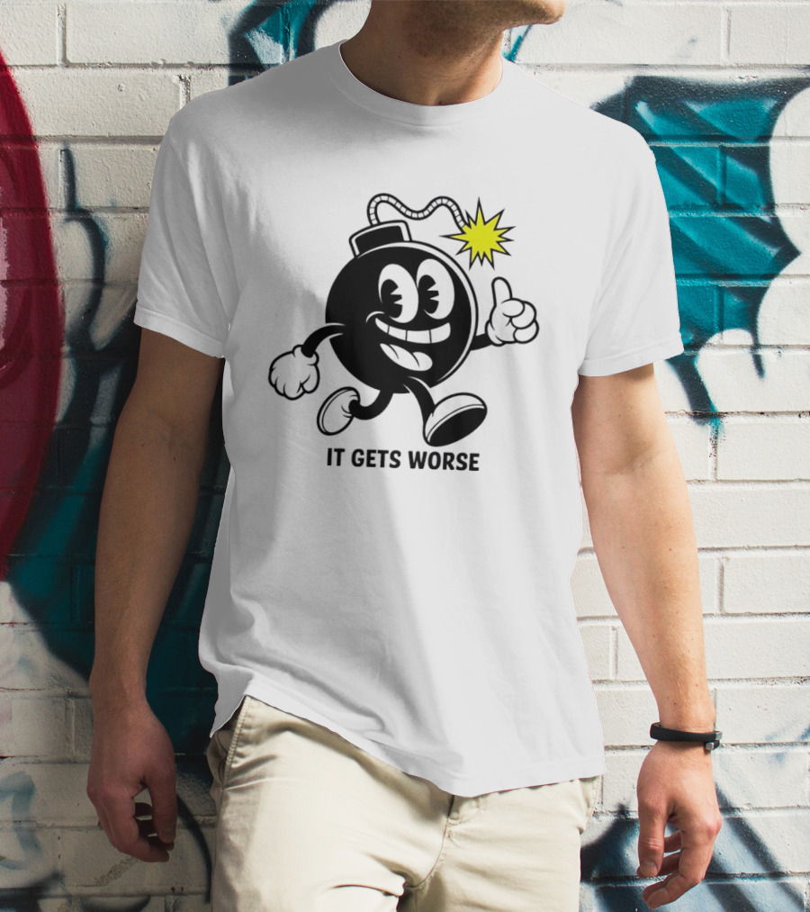 Bomb Walking Thumbs Up It Gets Worse Retro Cartoon T-Shirt