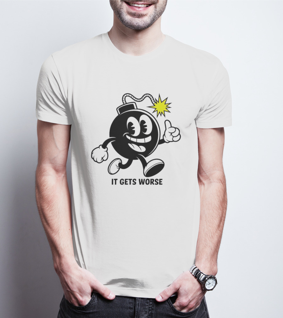 Bomb Walking Thumbs Up It Gets Worse Retro Cartoon T-Shirt