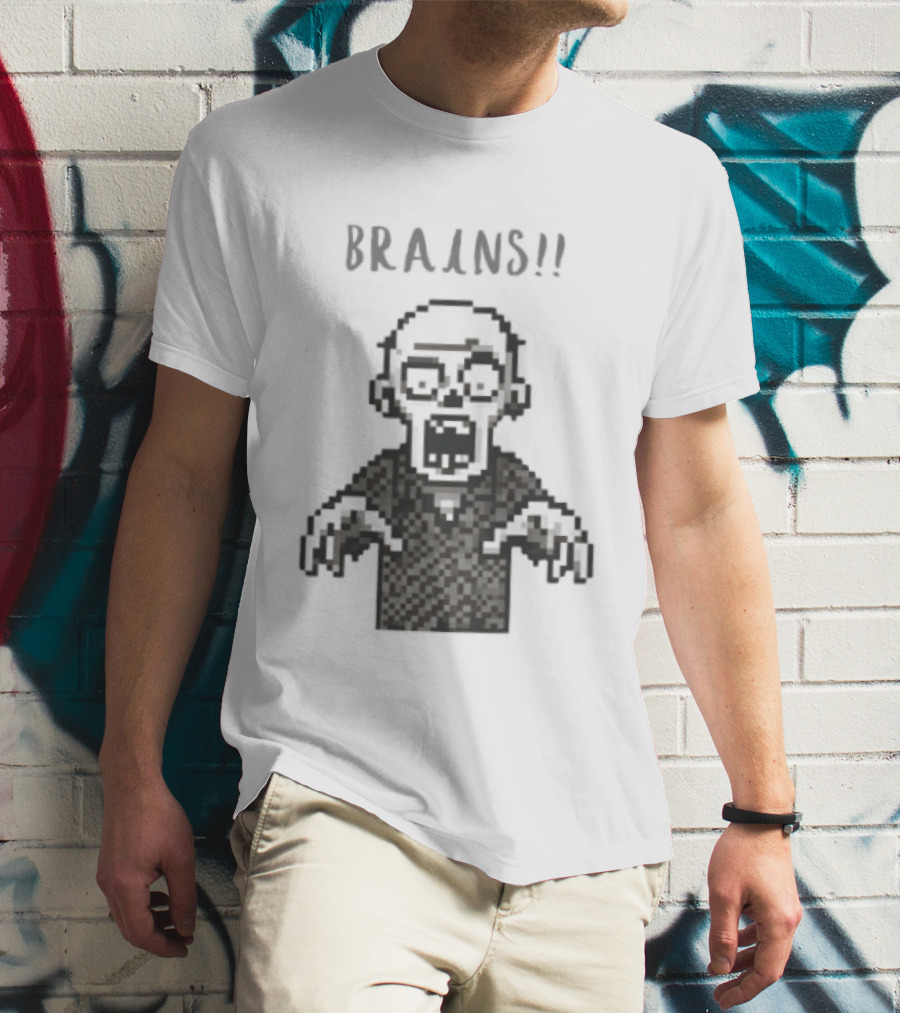 8 Bit Brains Pixel Zombie Undead Horror T-Shirt