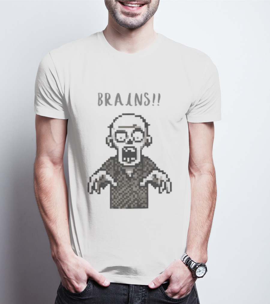 8 Bit Brains Pixel Zombie Undead Horror T-Shirt