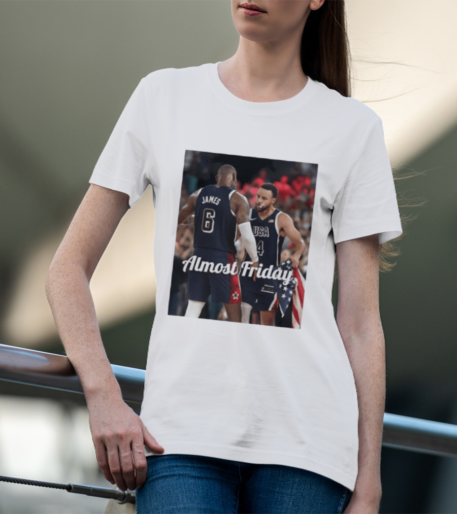 LeBron James Stephen Curry USA Basketball Almost Friday Team Spirit T-Shirt