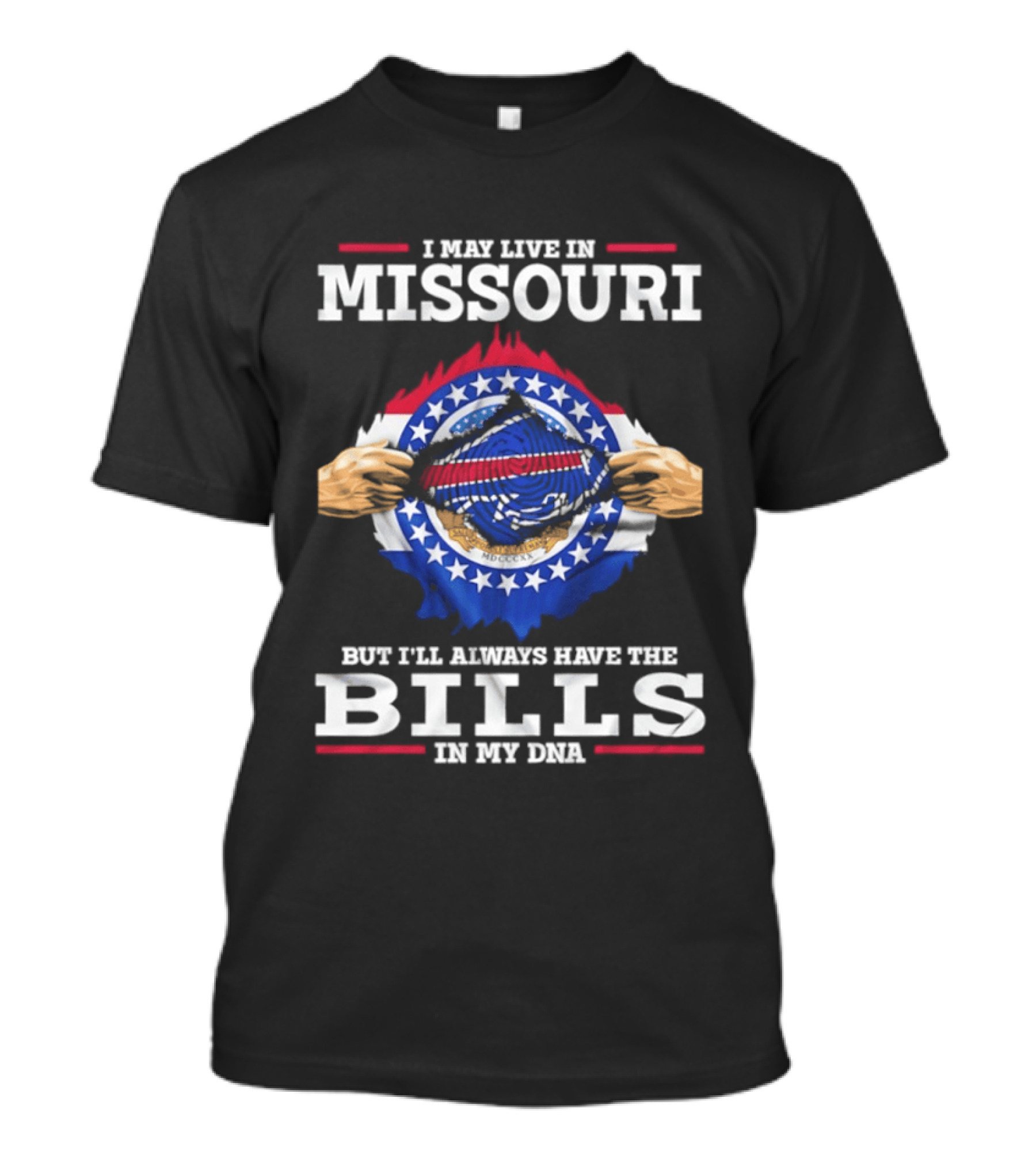 Missouri Resident Buffalo Bills Fan At Heart With Team DNA T-Shirt
