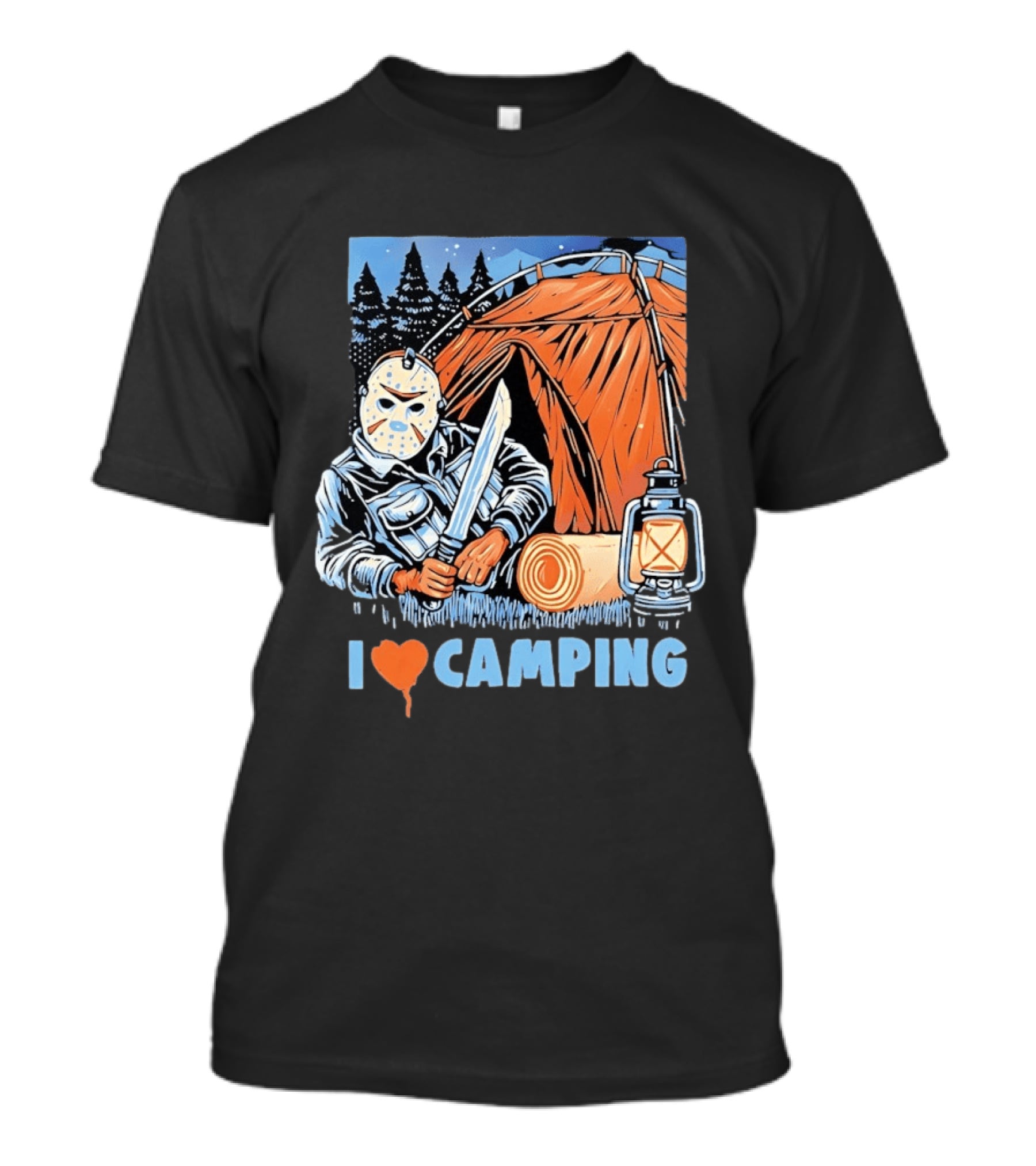 Jason Voorhees I Love Camping Knife Lantern Tent Iconic Horror T-Shirt