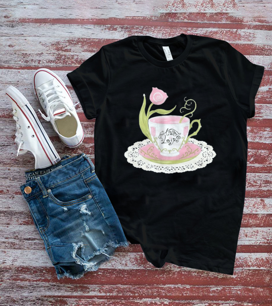 The Two Lips Teacup Floral Saucer Lace Doily T-Shirt