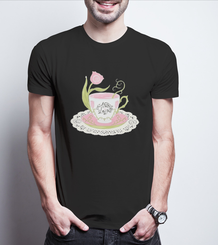 The Two Lips Teacup Floral Saucer Lace Doily T-Shirt