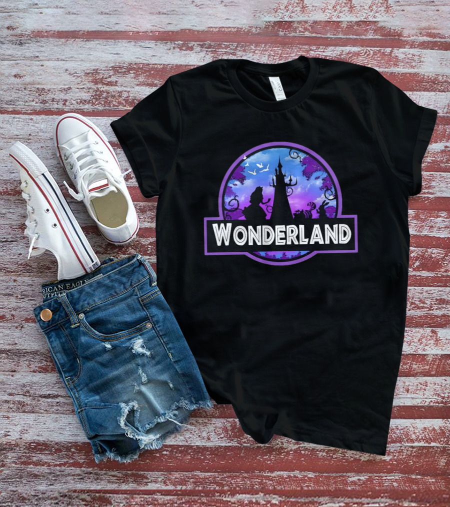 Alice Wonderland Adventure Silhouette Tower Fantasy Scene T-Shirt